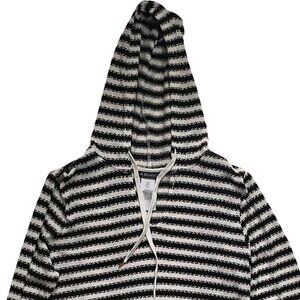 La Blanca Open Knit Striped Hooded Swim Cover Up Mini Dress Medium